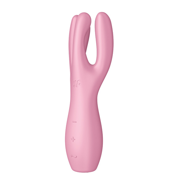 Satisfyer threesome 3 vibrator der giver en bred og fokuseret stimuli i kvinden underliv.